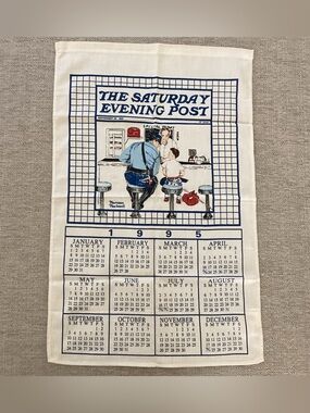 1995 Decorative Tea Towel - Blue & White